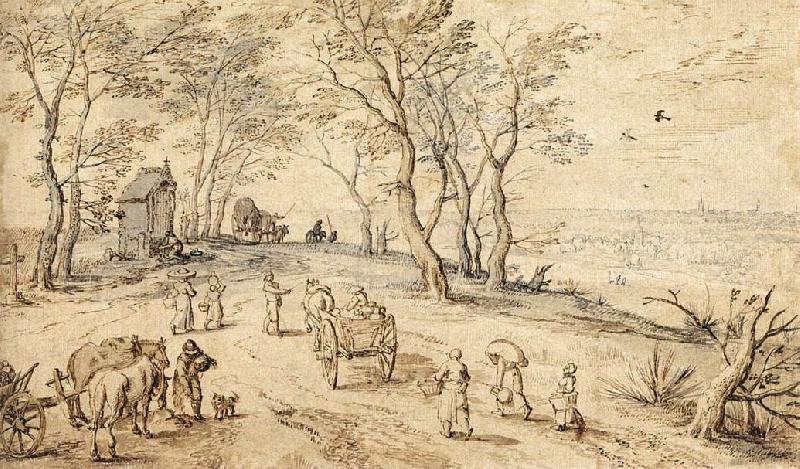 BRUEGHEL, Jan the Elder Villagers on their Way to Market f oil painting picture